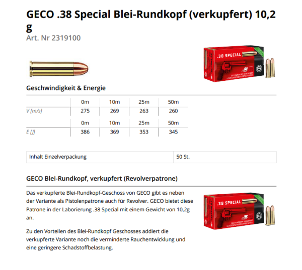 GECO .38 Special BRK CLRN SX 158g